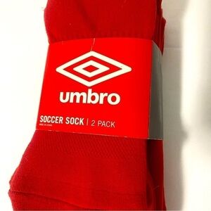 UMBRO SOCCER SOCKS YOUTH 2 PACK UNISEX RED MEDIUM GAME-DAY NWT